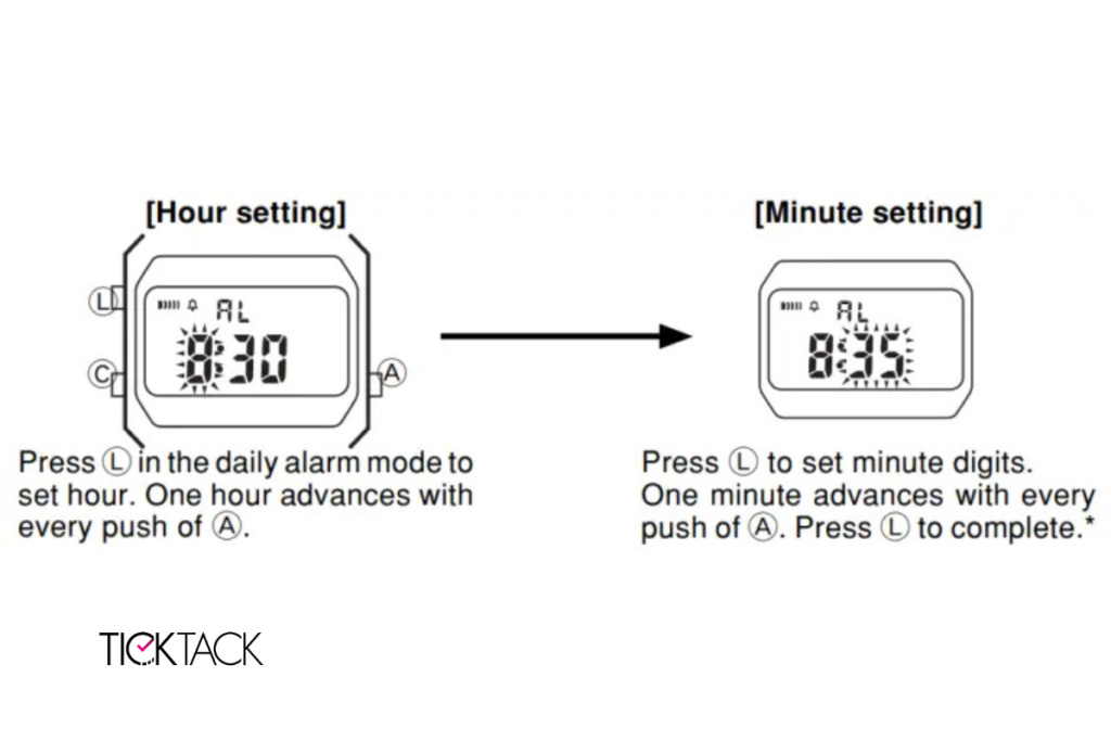 تنظیم آلارم روزانه و زنگ ساعتی F91W | تیک تاک گالری