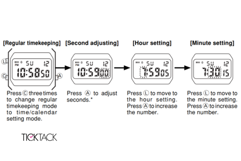 تنظیم ساعت و تاریخ F91W (قدم‌ به‌ قدم) | تیک تاک گالری